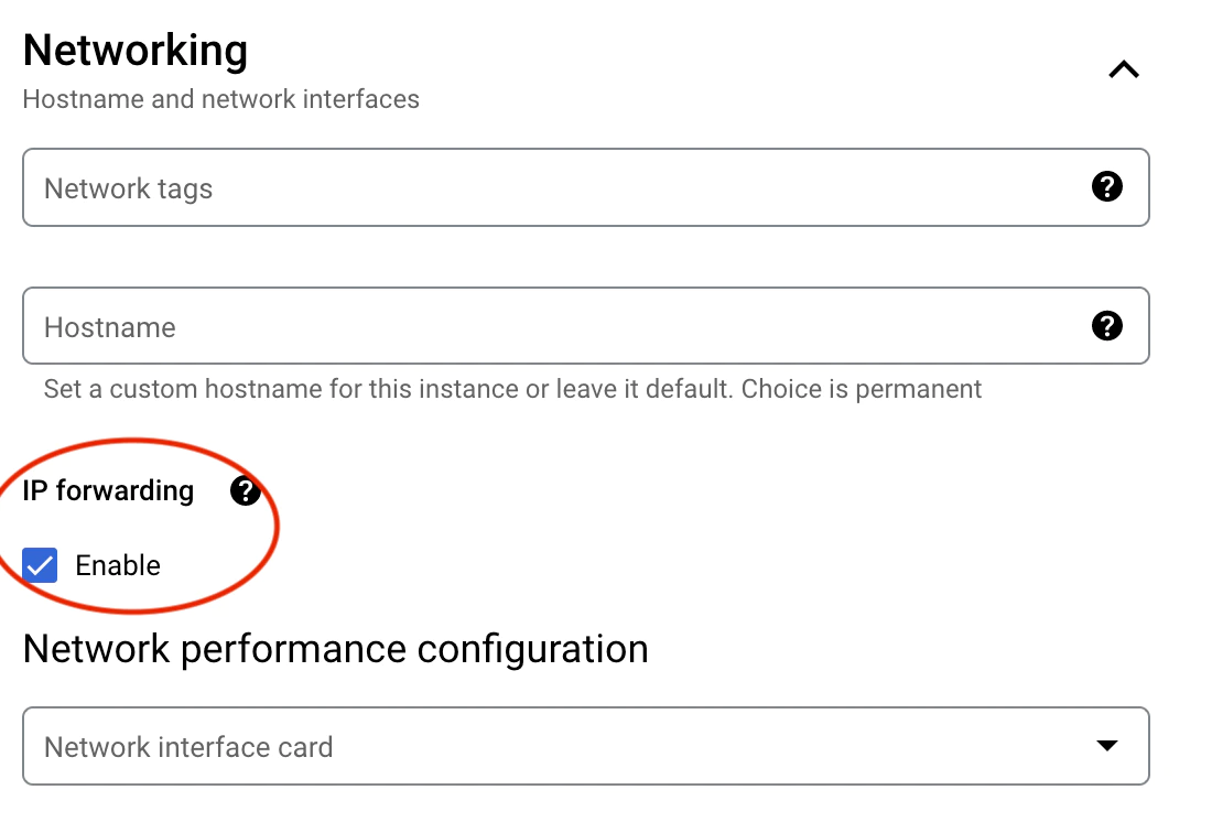 Enable IP forwarding on GCP